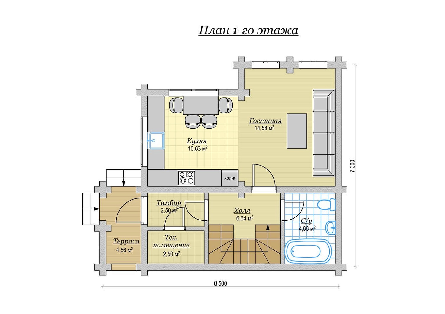 Дом из бревна 88м2 Проект №ВЗ-125 «Альфа»